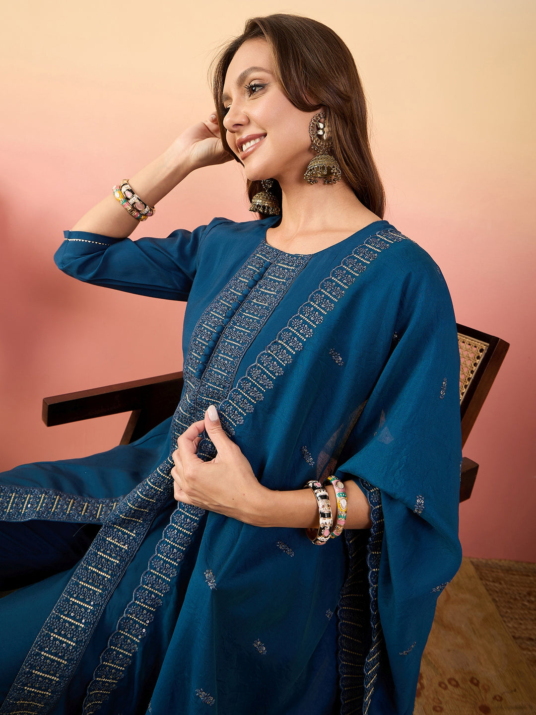 Elegant Silk Salwar Kameez with Embellished Detailing | Perfect for Festive Celebrations