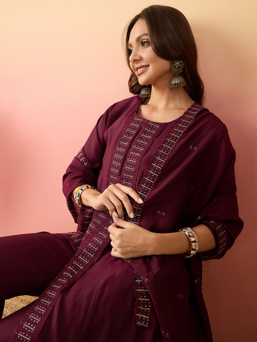 Elegant Silk Salwar Kameez with Embellished Detailing | Perfect for Festive Celebrations