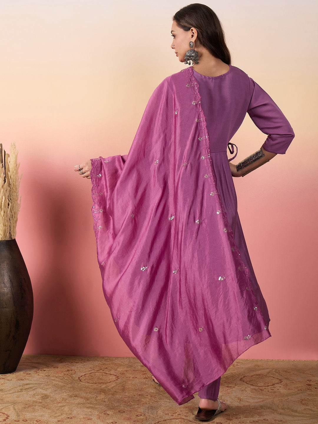 Elegant Silk Salwar Kameez with Embroidered Detailing | Festive Wear Outfit