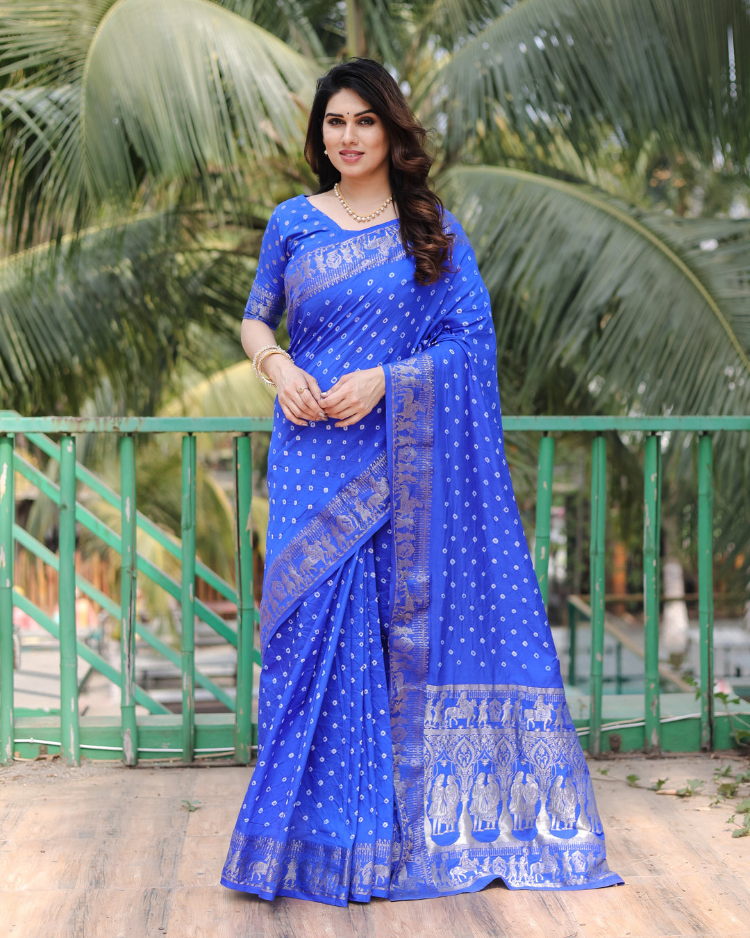 Designer Dola Silk Saree with Woven Border & Bandhej Work | Special Occasion Elegance