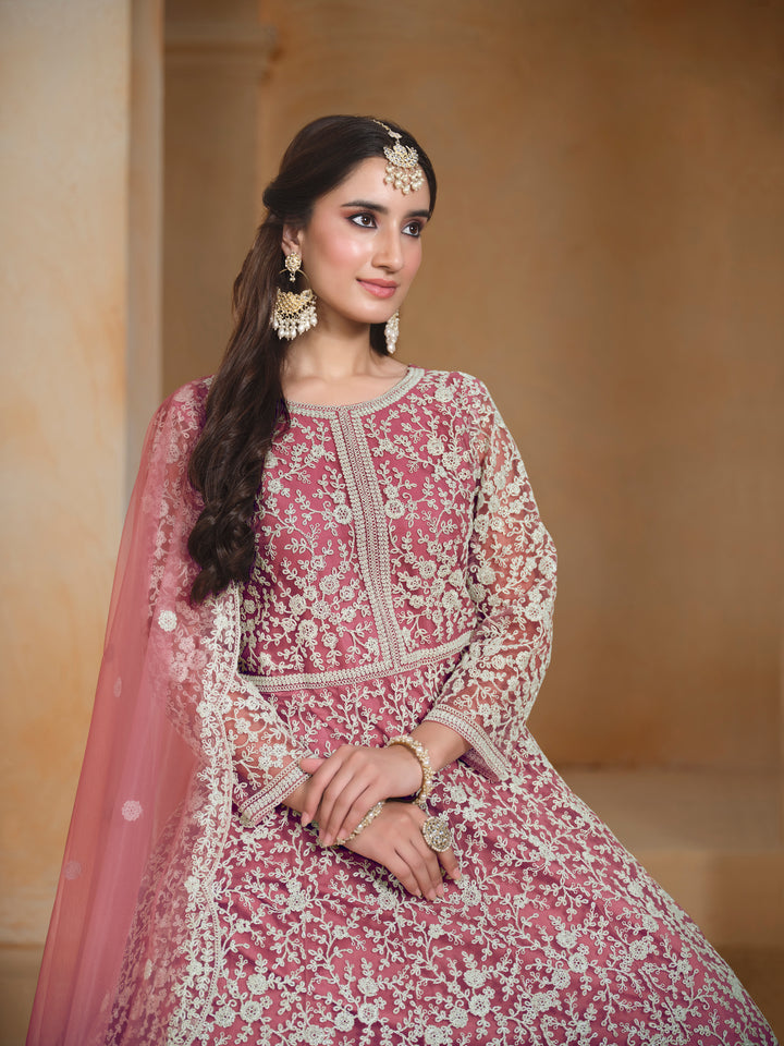 Stunning Designer Net Anarkali with Exquisite Embroidery | Perfect for Weddings & Festive Occasions