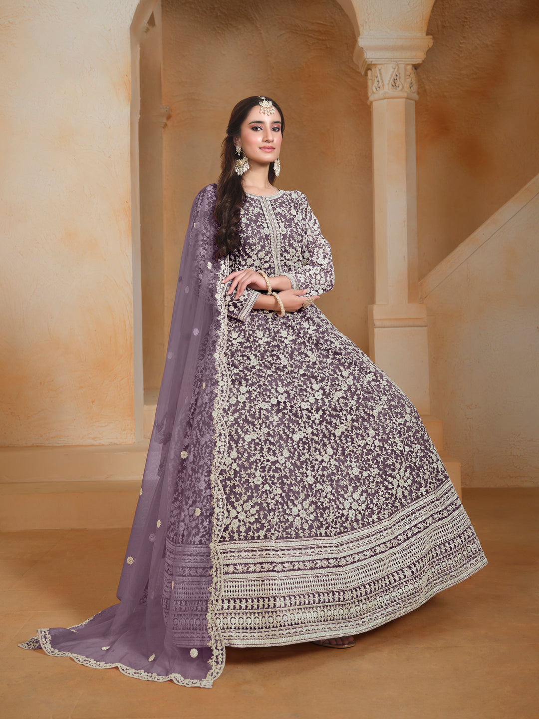 Stunning Designer Net Anarkali with Exquisite Embroidery | Perfect for Weddings & Festive Occasions