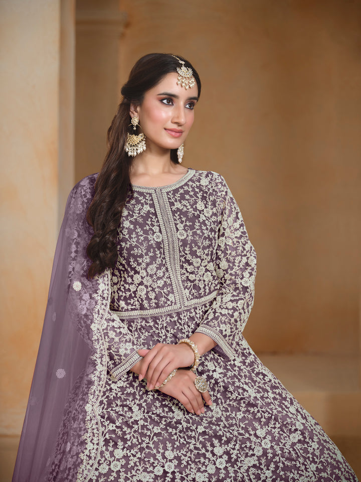 Stunning Designer Net Anarkali with Exquisite Embroidery | Perfect for Weddings & Festive Occasions