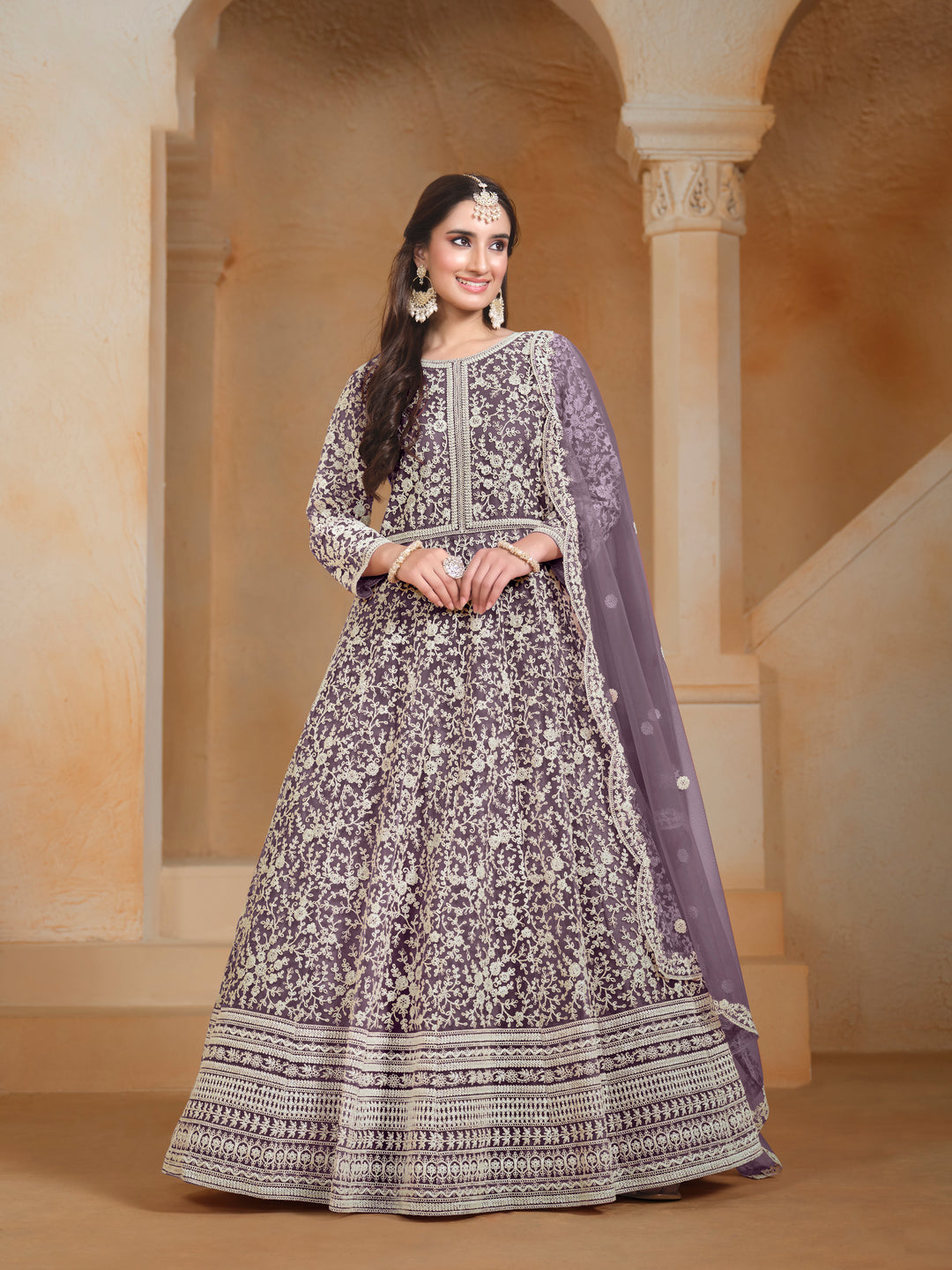 Stunning Designer Net Anarkali with Exquisite Embroidery | Perfect for Weddings & Festive Occasions