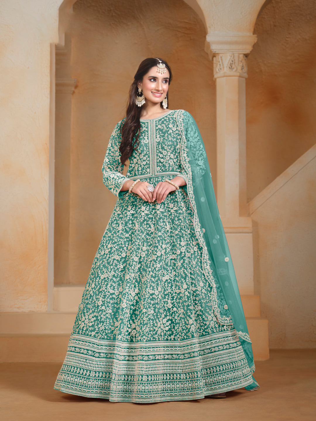 Stunning Designer Net Anarkali with Exquisite Embroidery | Perfect for Weddings & Festive Occasions