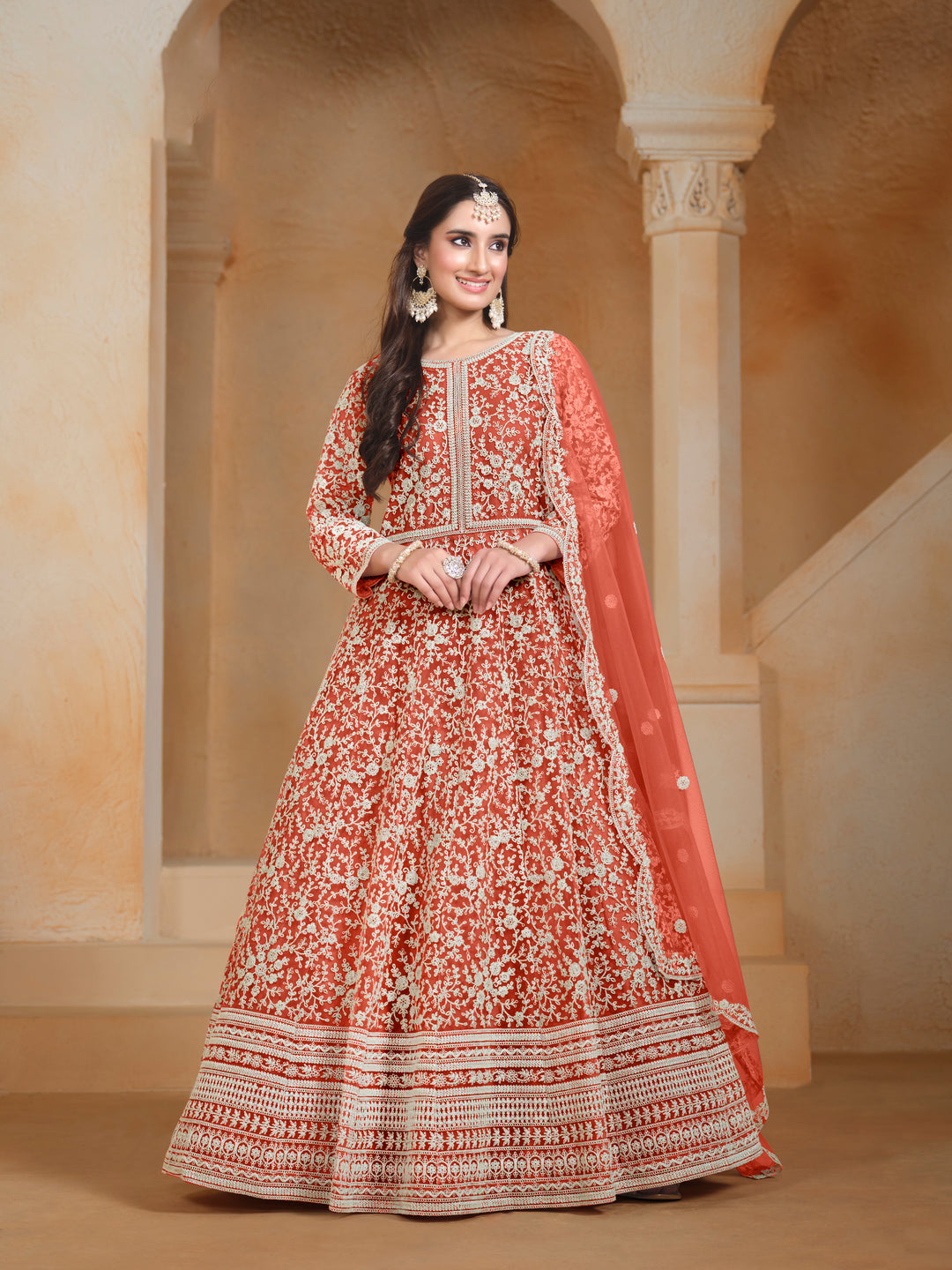 Stunning Designer Net Anarkali with Exquisite Embroidery | Perfect for Weddings & Festive Occasions