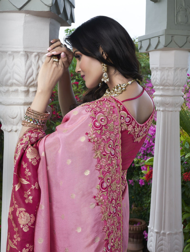 Elegant Tissue-Silk Saree with Heavy Embroidery & Mirror Work | Special Event