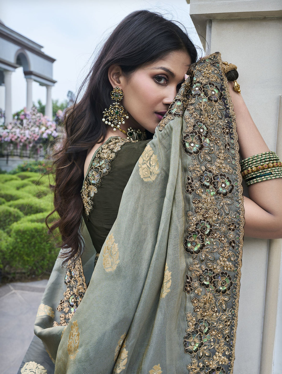 Elegant Heavy Embroidered Tissue-Silk Saree for Special Events | Festive Glamour