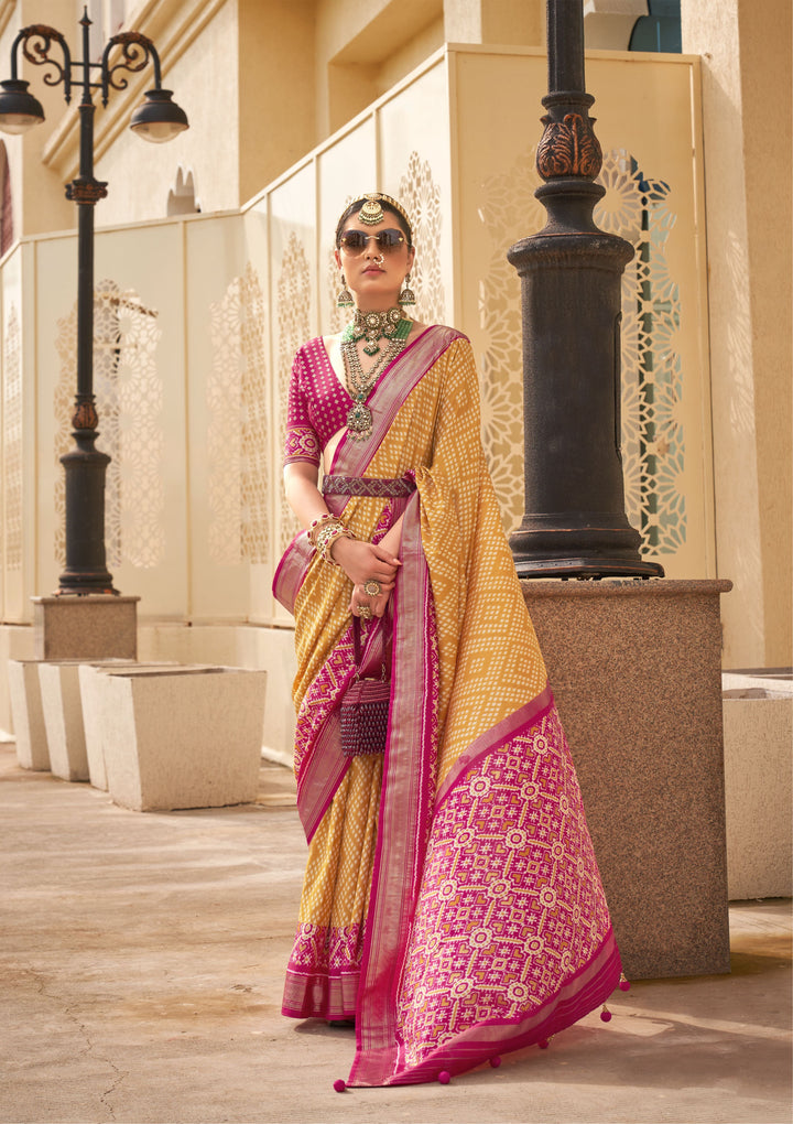 Elegant Jari Weaving Patola Printed P-V Silk Saree | Perfect for Weddings & Events