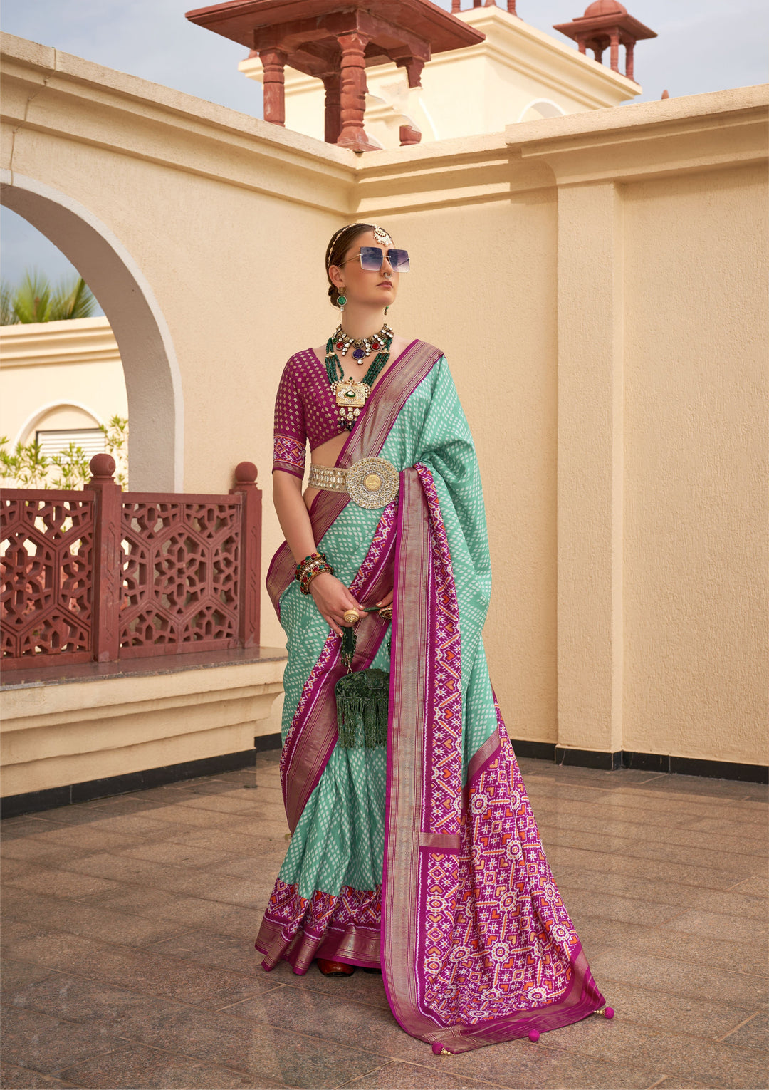 Elegant Jari Weaving Patola Printed P-V Silk Saree | Perfect for Weddings & Events