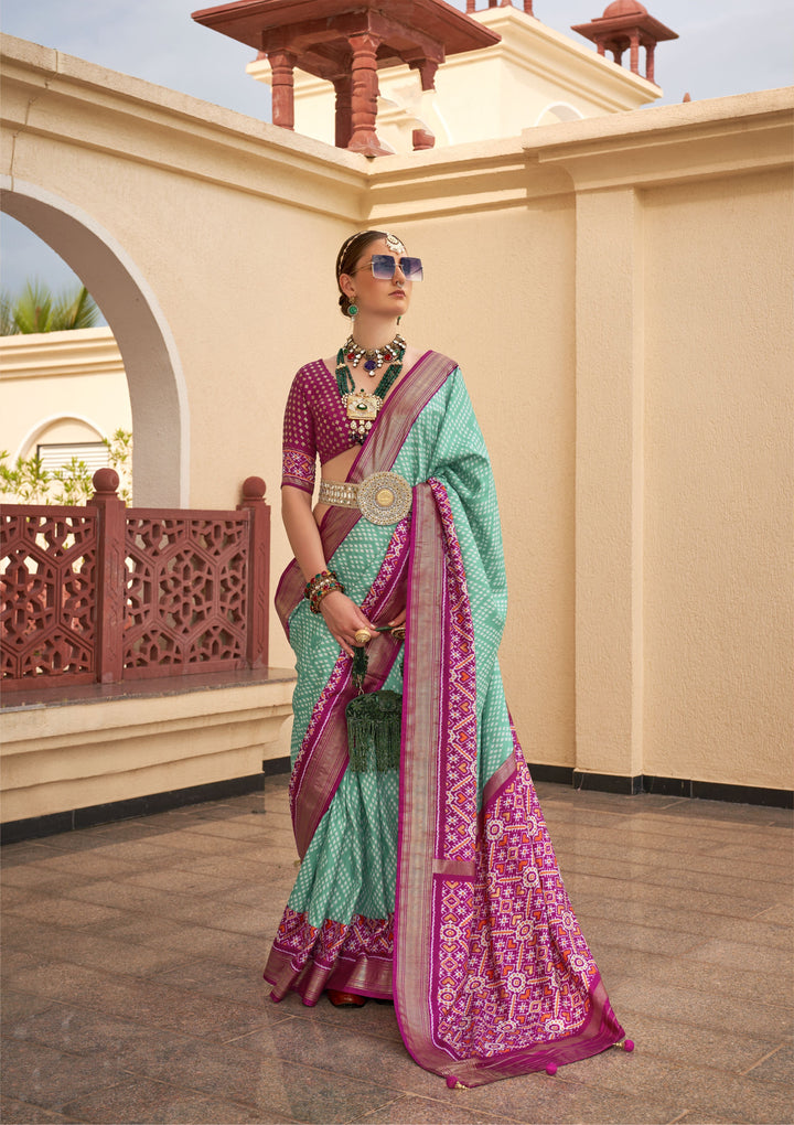 Elegant Jari Weaving Patola Printed P-V Silk Saree | Perfect for Weddings & Events