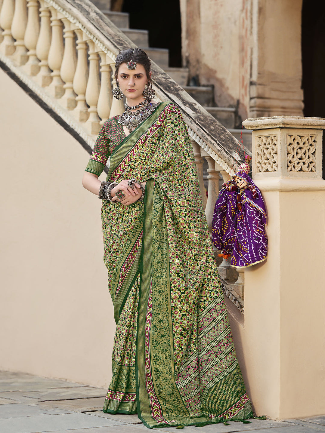 Designer Ajrakh Printed Sigma Silk Saree | Perfect for Weddings & Special Events