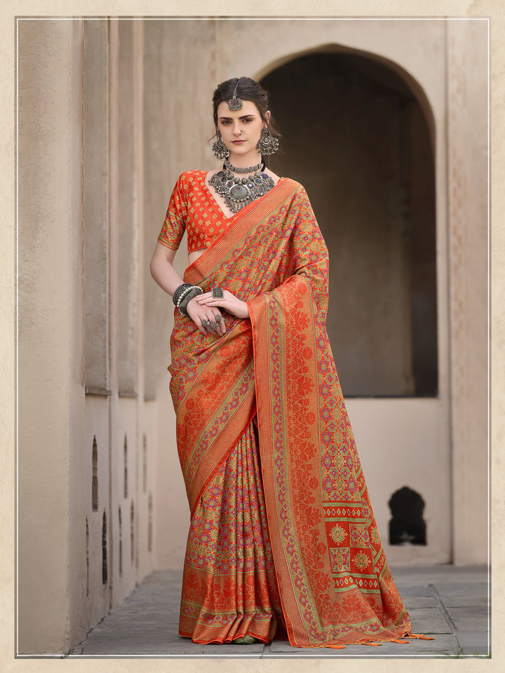 Designer Ajrakh Printed Sigma Silk Saree | Special Event & Wedding Wear