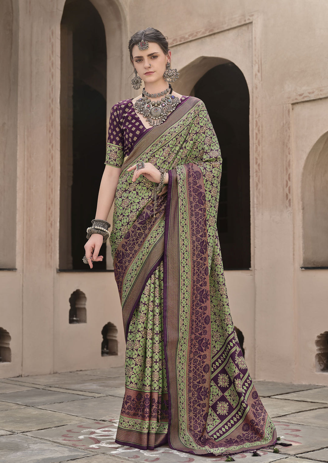 Designer Ajrakh Printed Sigma Silk Saree | Perfect for Weddings & Festive Events