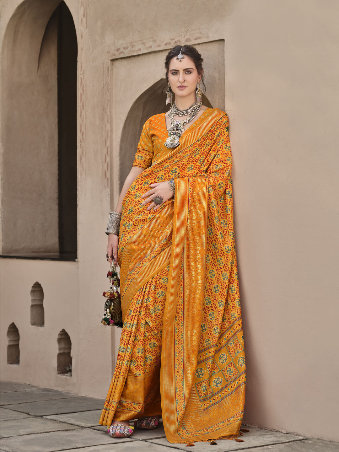 Designer Ajrakh Printed Sigma Silk Saree | Perfect for Weddings & Festive Events