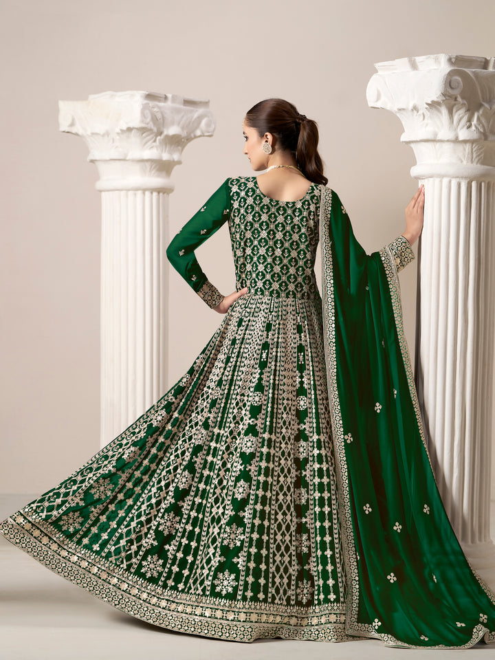 Elegant Faux Georgette Anarkali Dress with Intricate Embroidery | Perfect for Weddings & Festive Occasions