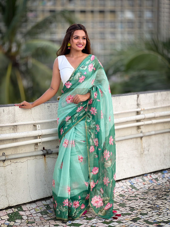 Designer Digital Printed Chanderi-Cotton Saree for Special Events | Elegant Attire