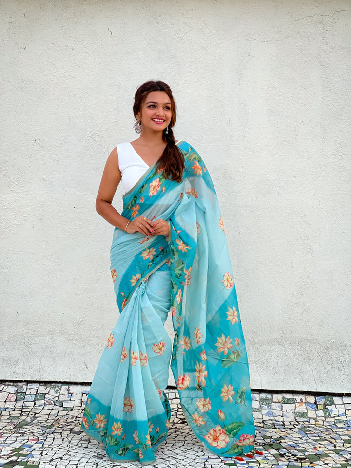 Designer Digital Printed Chanderi-Cotton Saree for Special Events | Elegant Attire