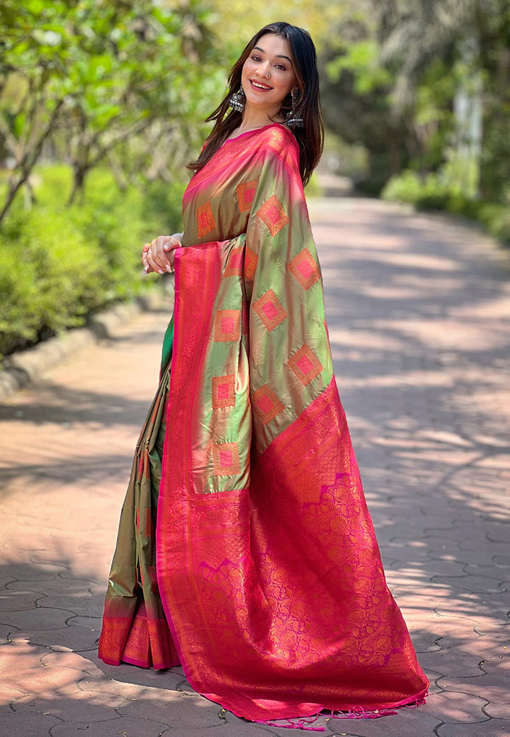 Soft Silk Saree with Kashmiri Meenakari Design | Perfect for Weddings & Events