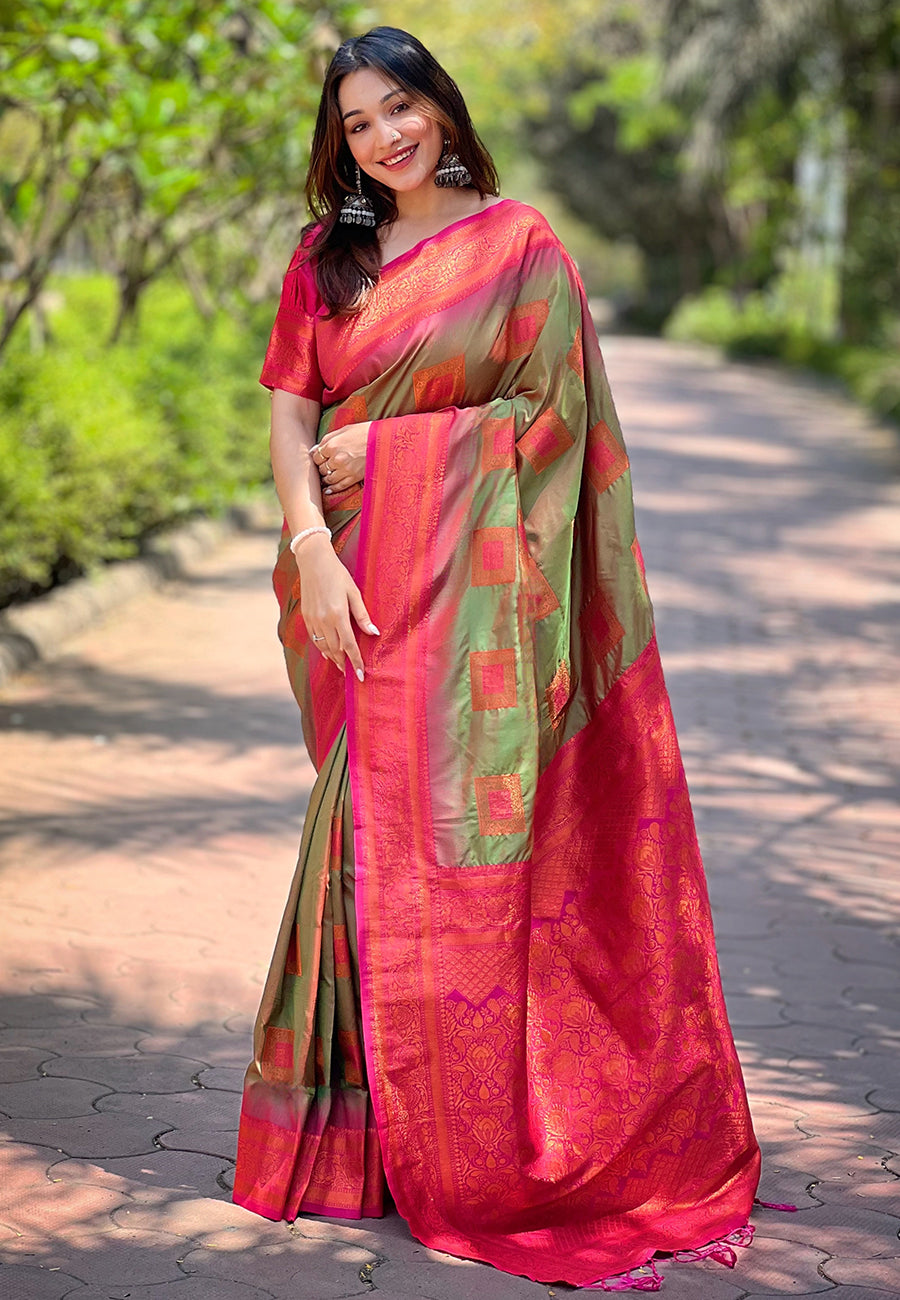 Soft Silk Saree with Kashmiri Meenakari Design | Perfect for Weddings & Events