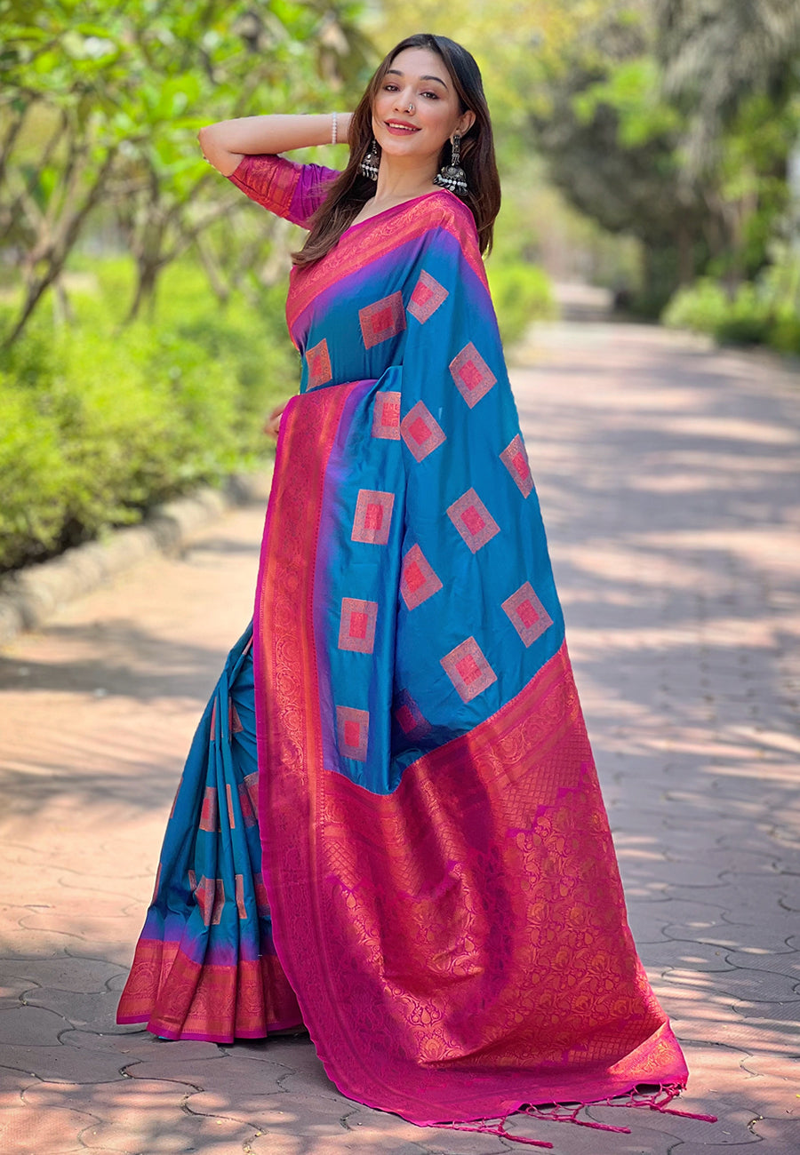 Soft Silk Saree with Kashmiri Meenakari Design | Perfect for Weddings & Events