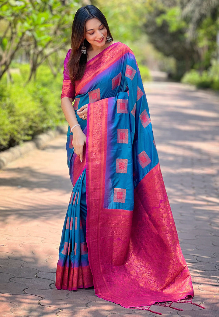 Soft Silk Saree with Kashmiri Meenakari Design | Perfect for Weddings & Events