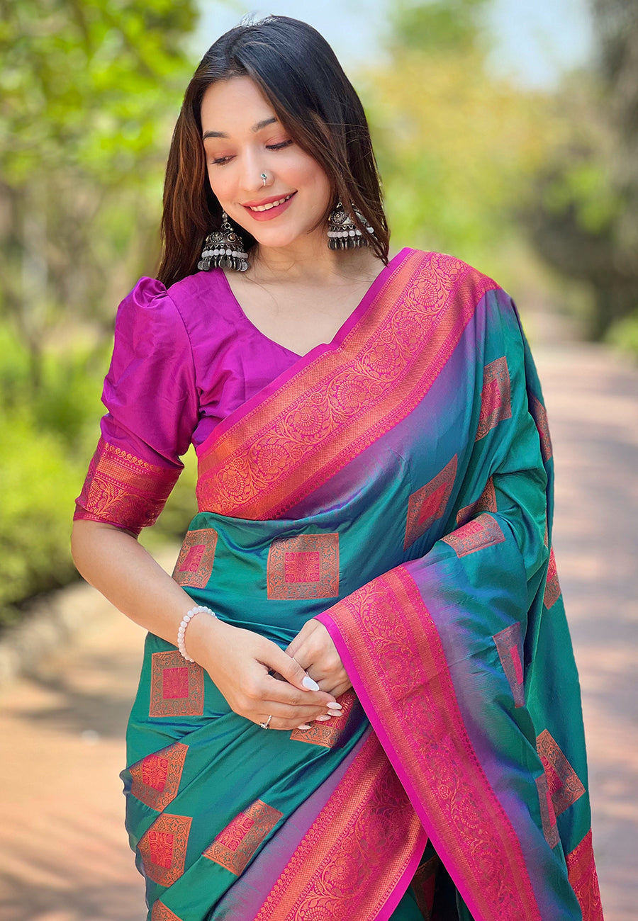 Soft Silk Saree with Kashmiri Meenakari Design | Perfect for Weddings & Events