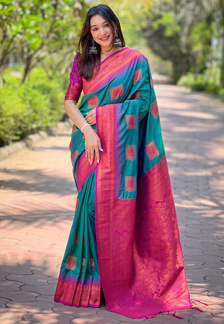 Soft Silk Saree with Kashmiri Meenakari Design | Perfect for Weddings & Events