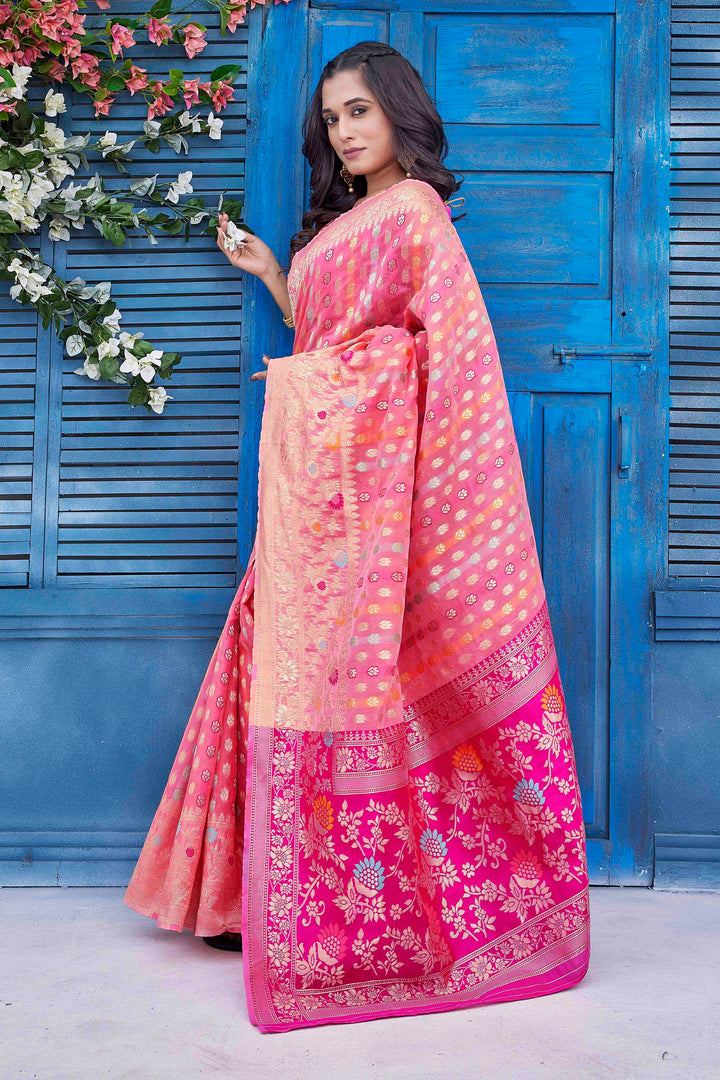 Elegant Silk-Blend Wevon Jacquard Saree for Special Events | Designer Touch