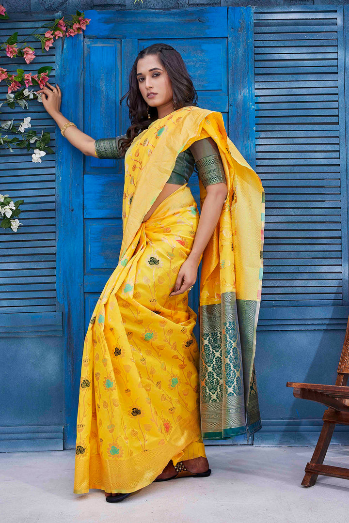 Elegant Silk-Blend Jacquard Saree | Designer Wear for Special Events