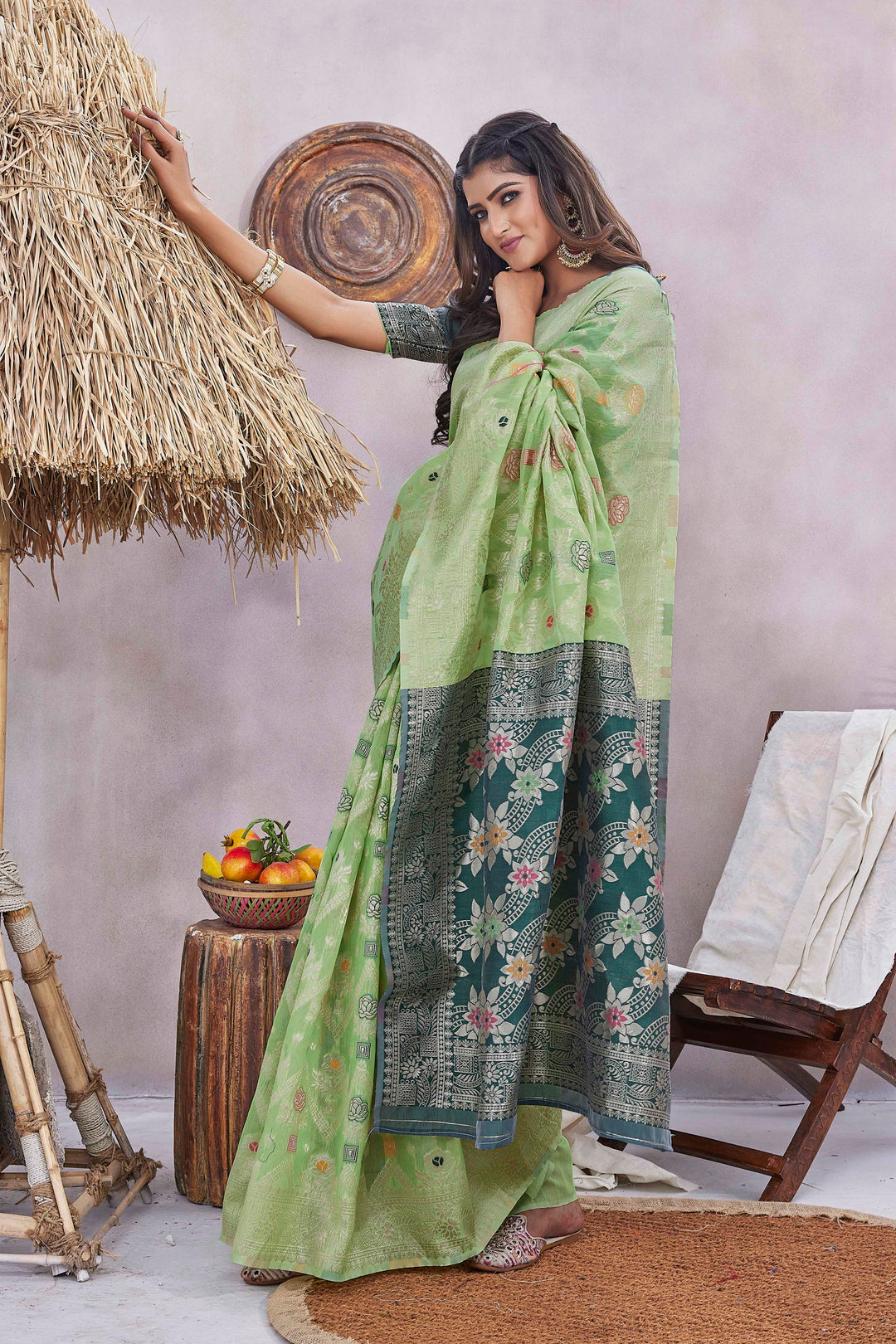 Silk-Blend Jacquard Designer Saree | Perfect for Weddings & Festive Events