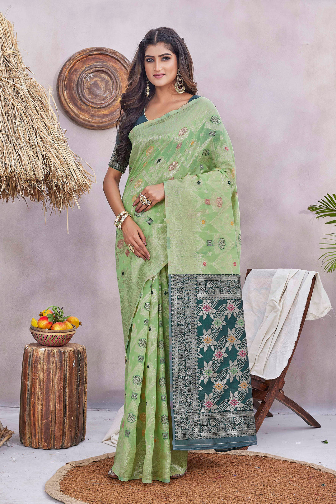 Silk-Blend Jacquard Designer Saree | Perfect for Weddings & Festive Events