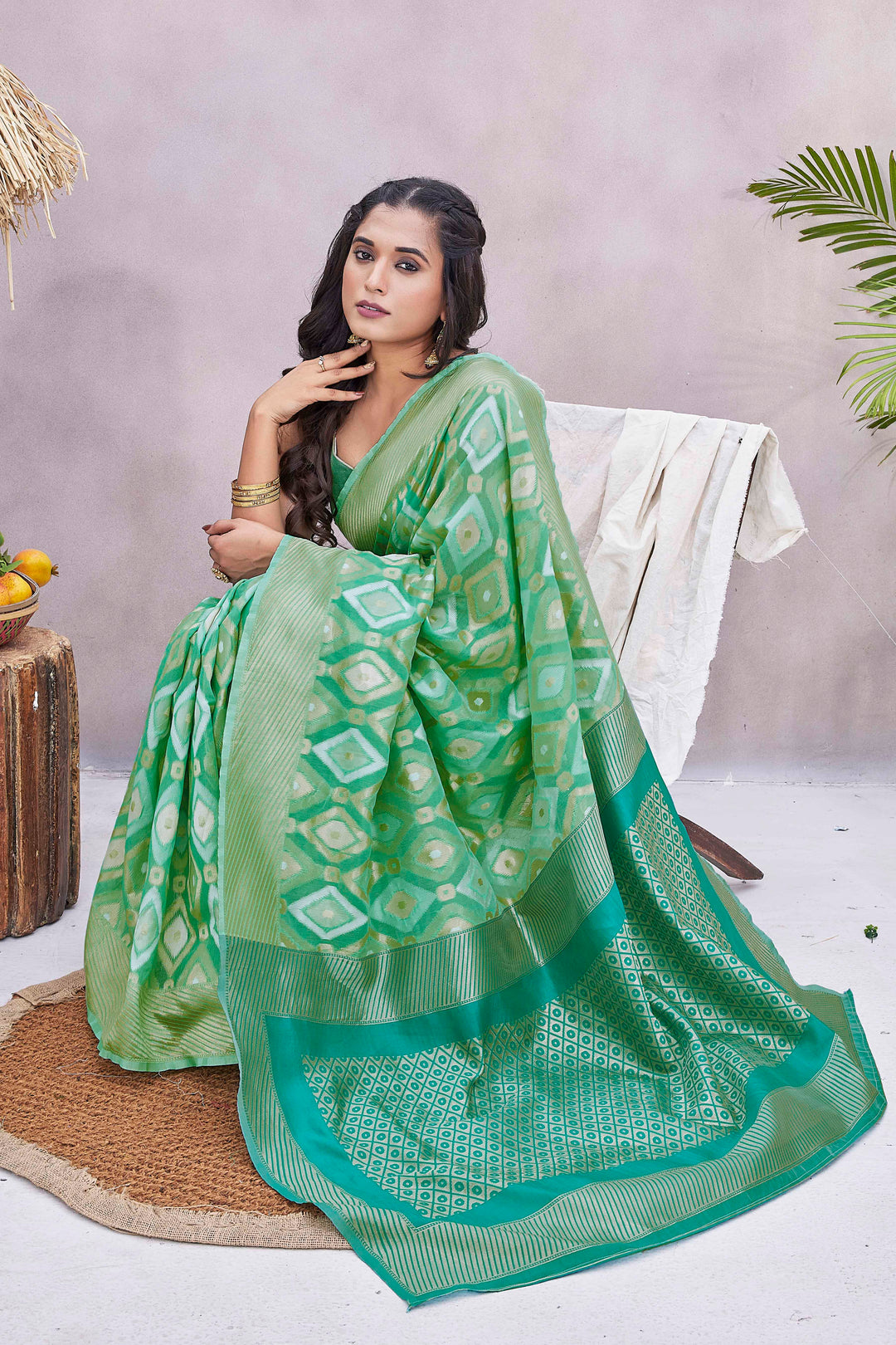 Elegant Silk-Blend Saree | Designer Woven Jacquard | Perfect for Weddings