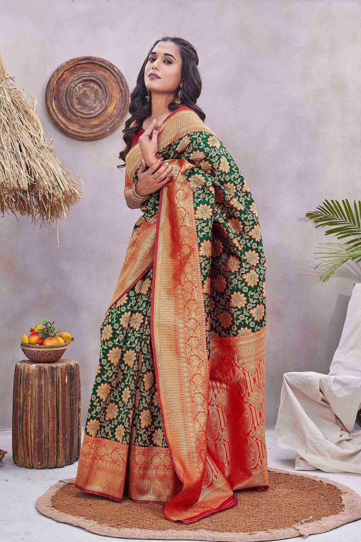 Silk-Blend Woven Jacquard Designer Saree | Perfect for Weddings & Festive Events