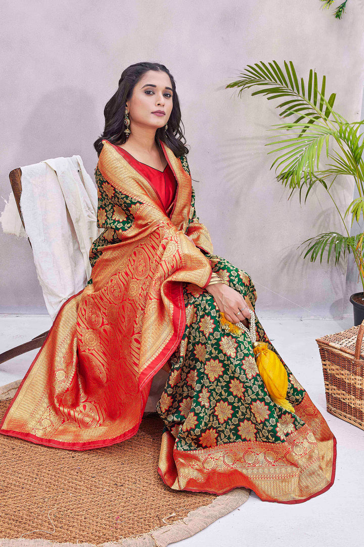 Silk-Blend Woven Jacquard Designer Saree | Perfect for Weddings & Festive Events