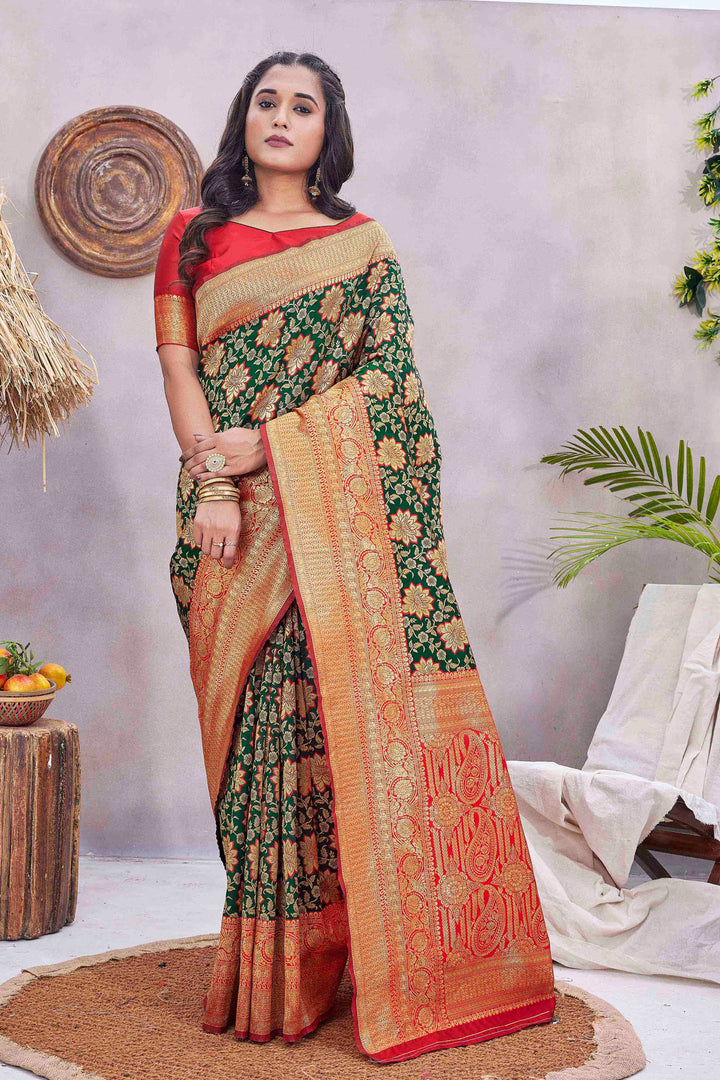 Silk-Blend Woven Jacquard Designer Saree | Perfect for Weddings & Festive Events