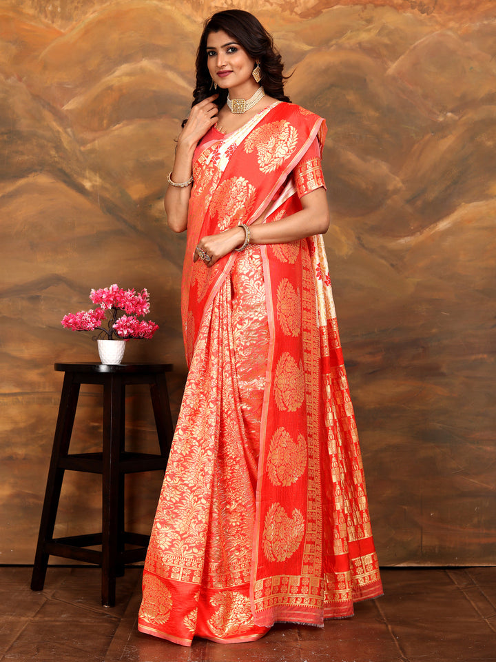 Elegant Silk-Blend Designer Saree | Woven Jacquard for Special Events