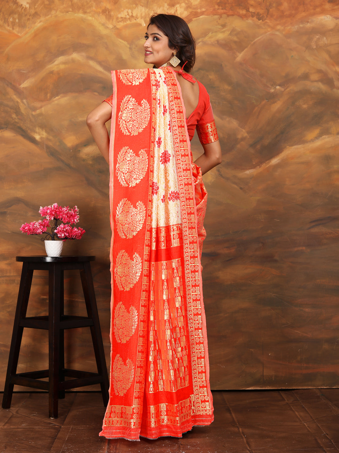 Elegant Silk-Blend Designer Saree | Woven Jacquard for Special Events