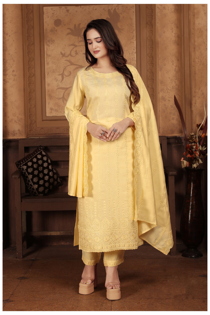 Elegant Peri Chanderi Salwar Kameez with Intricate Embroidery | Perfect for Festive Occasions