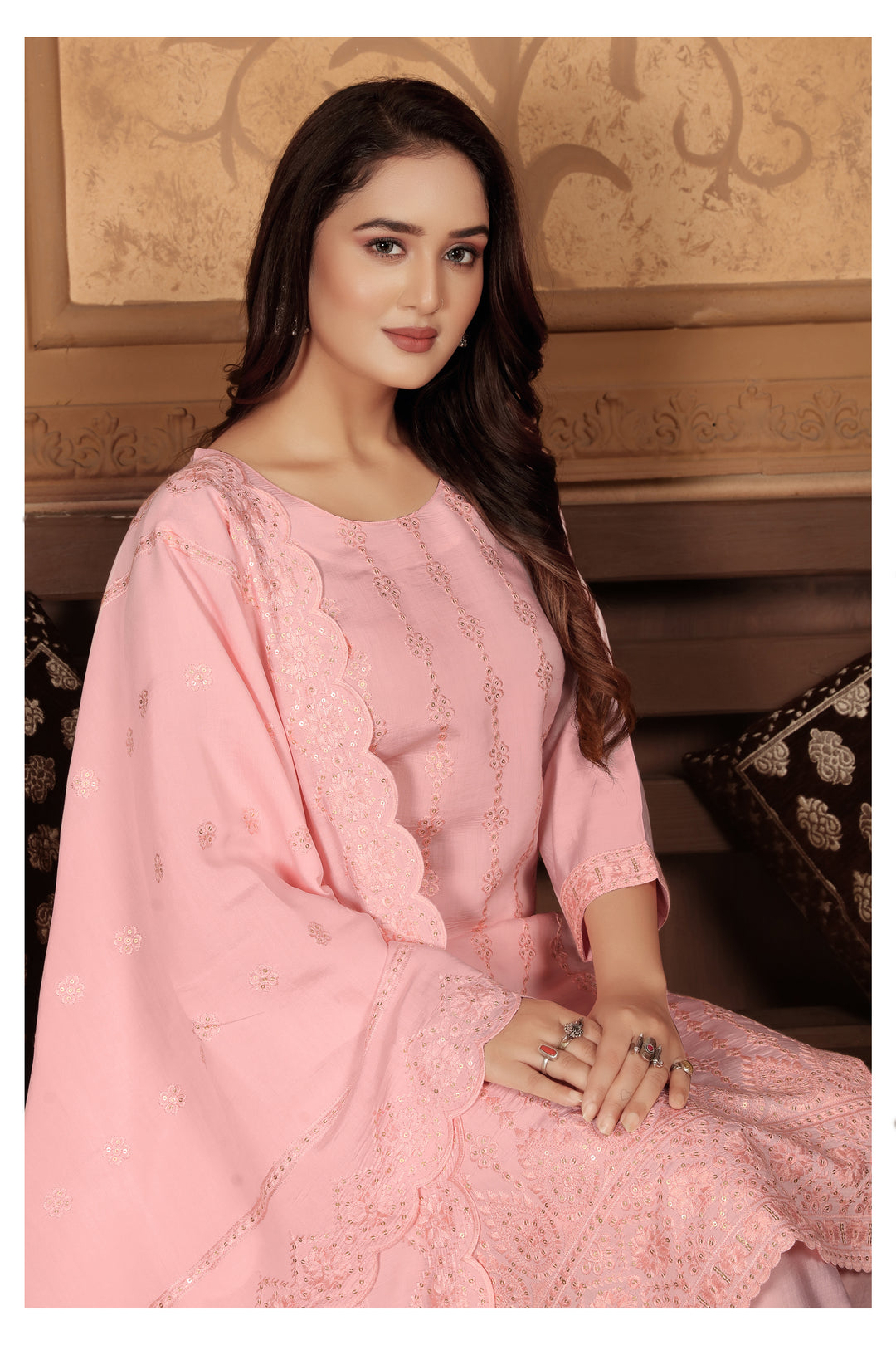 Elegant Peri Chanderi Salwar Kameez with Intricate Embroidery | Perfect for Festive Occasions