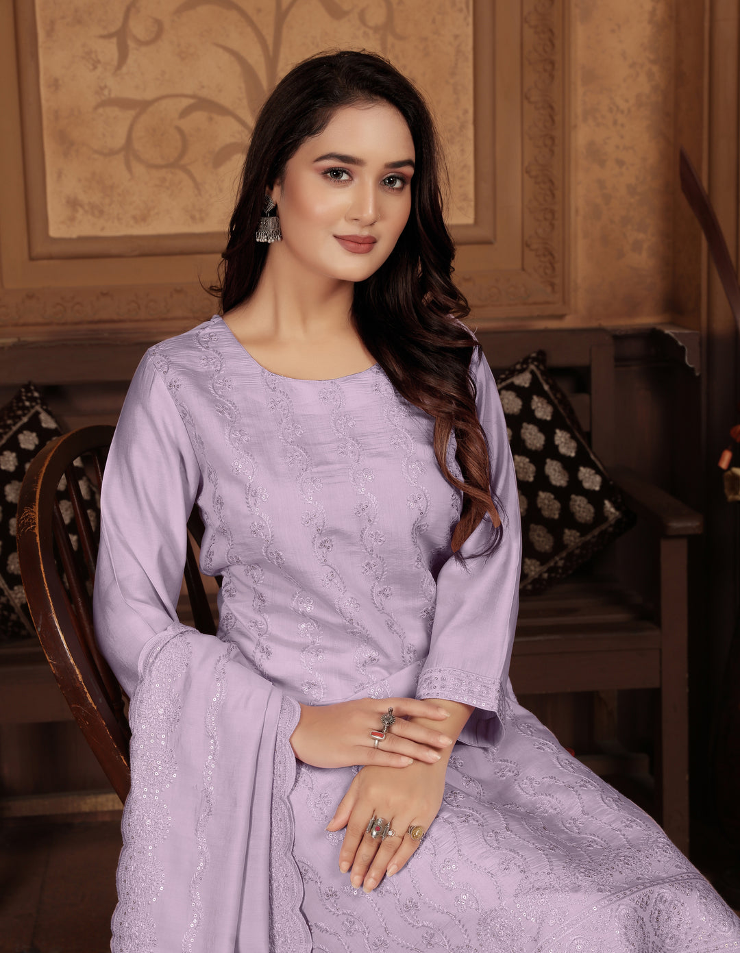 Elegant Peri Chanderi Salwar Kameez with Intricate Embroidery | Perfect for Festive Occasions