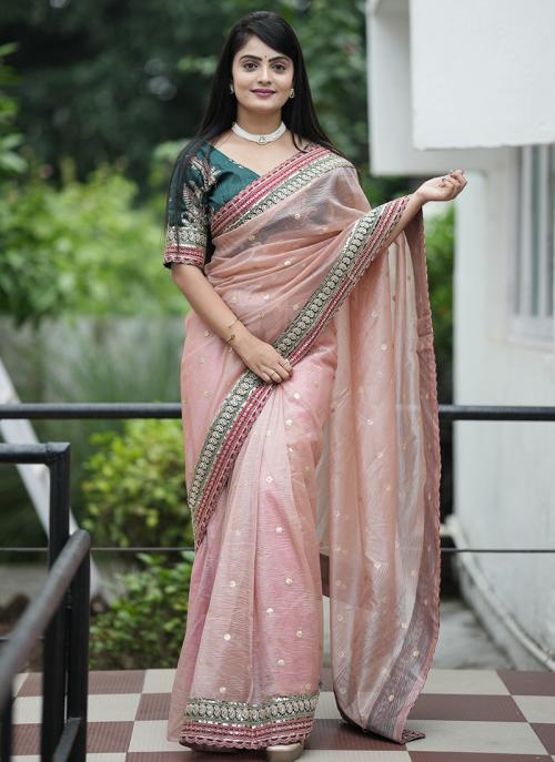 Banarasi-Crush Saree with Sequined Embroidery | Art Silk Blouse for Events