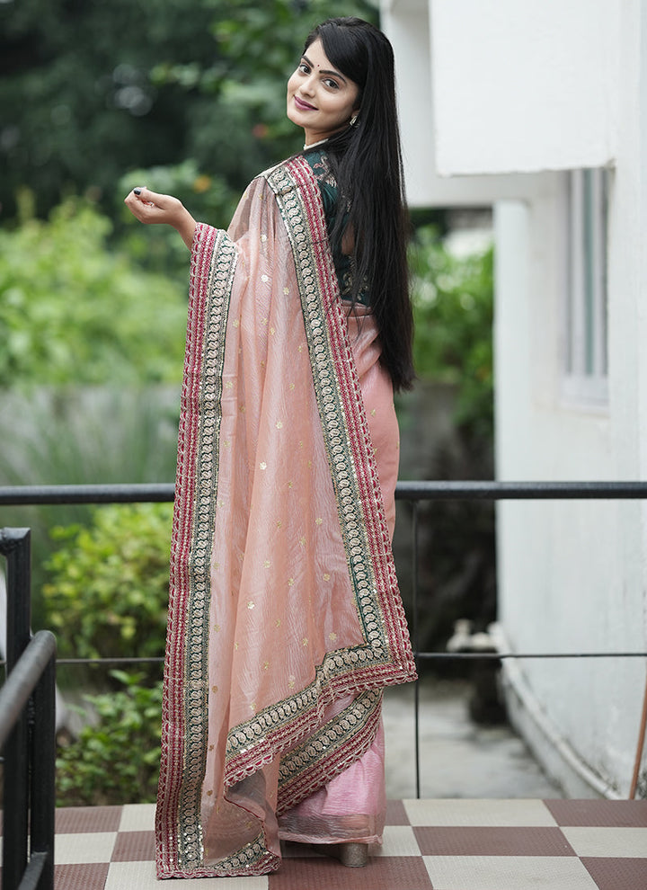 Banarasi-Crush Saree with Sequined Embroidery | Art Silk Blouse for Events