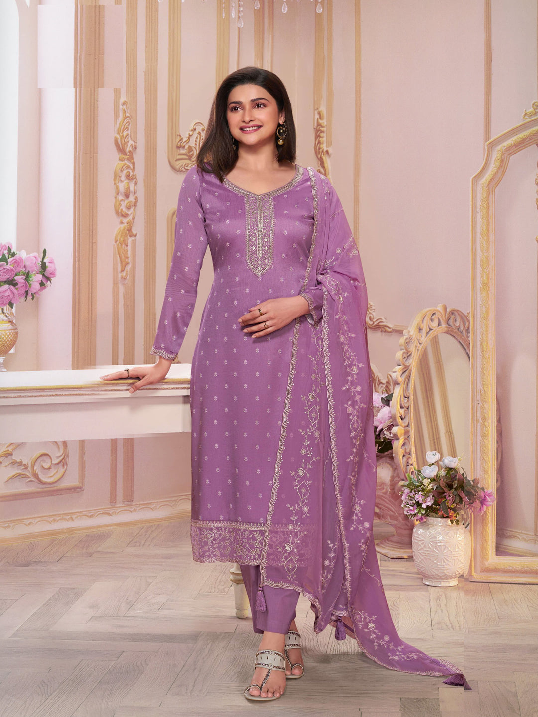 Charming Silk Georgette Salwar Kameez with Delicate Embroidery | Perfect for Elegant Occasions