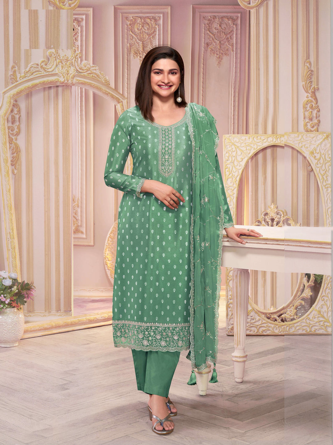 Charming Silk Georgette Salwar Kameez with Delicate Embroidery | Perfect for Elegant Occasions