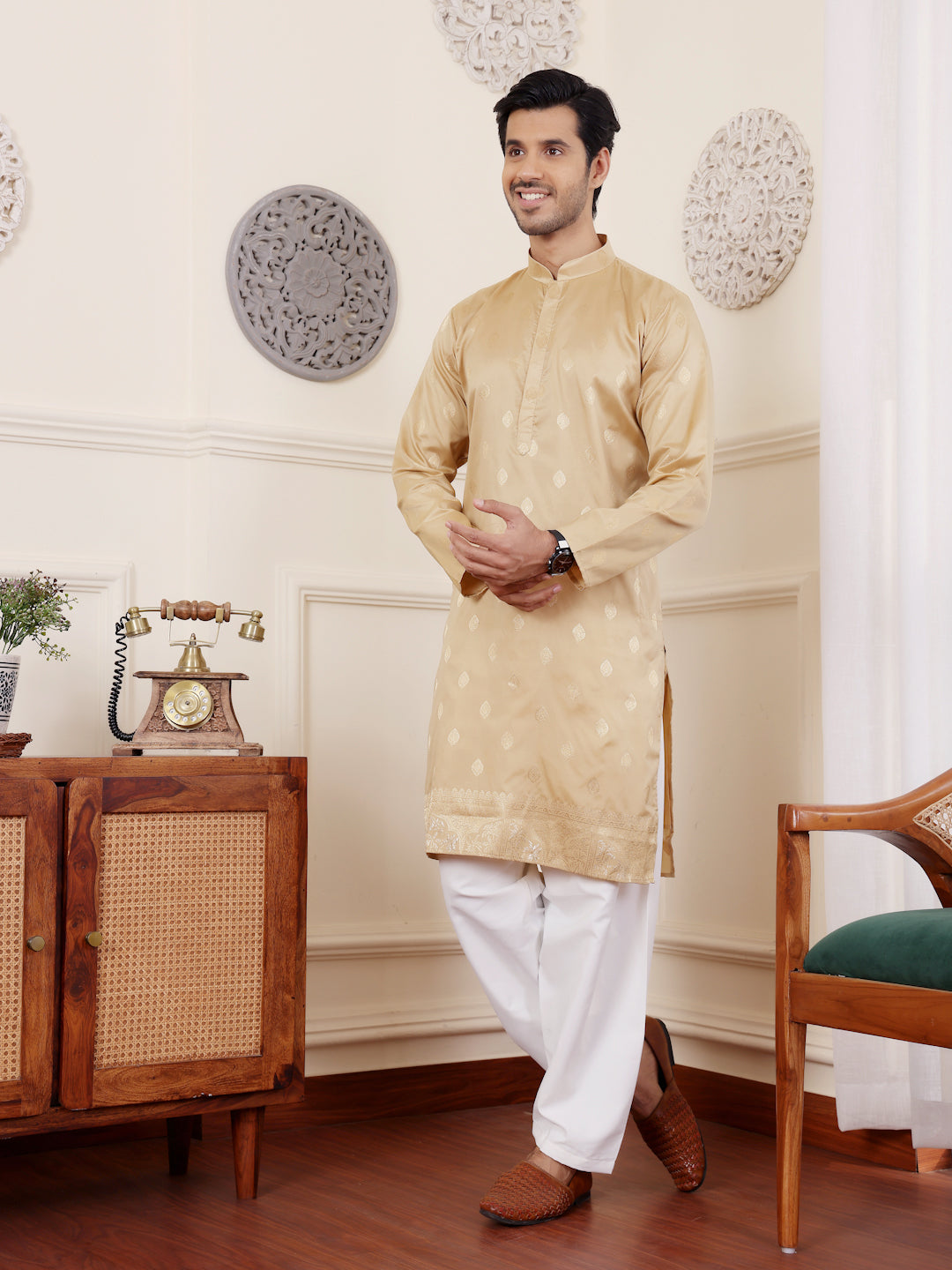 Viscose Art Silk Kurta Pajama Set | Elegant Traditional Men's Ethnic Wear