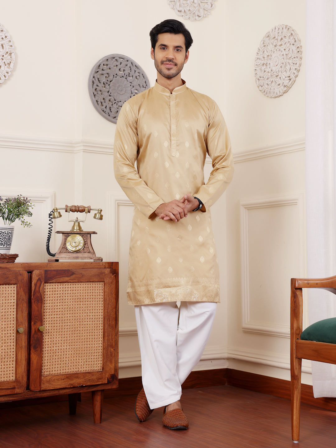 Viscose Art Silk Kurta Pajama Set | Elegant Traditional Men's Ethnic Wear