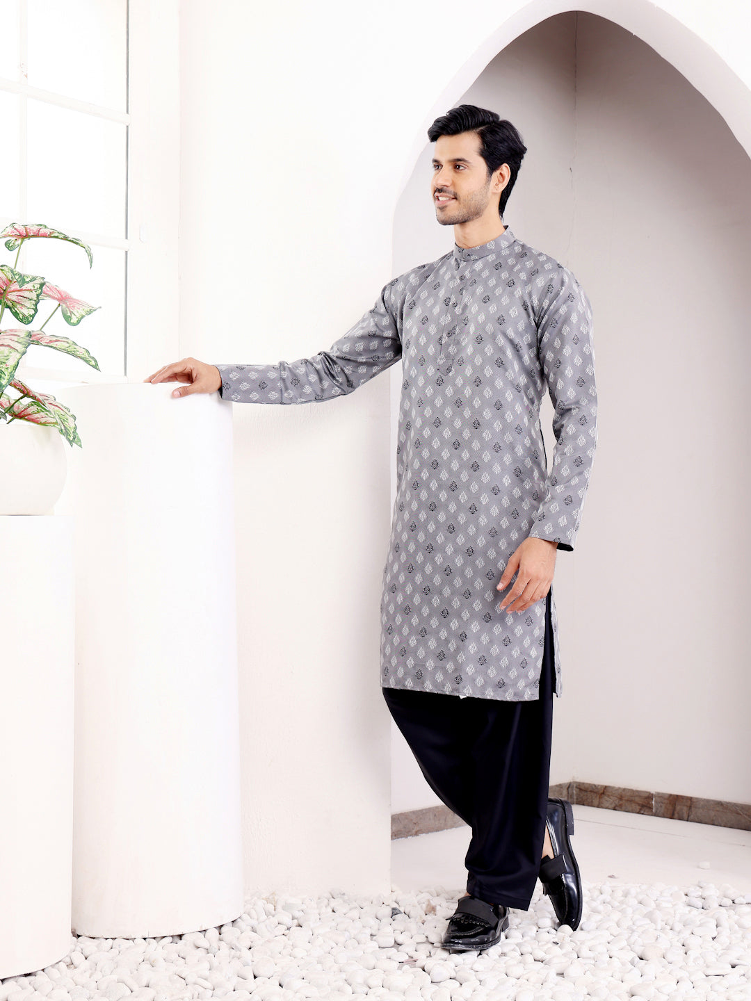 Traditional Festive Kurta | Elegant Wevon Jacquard Designer Work