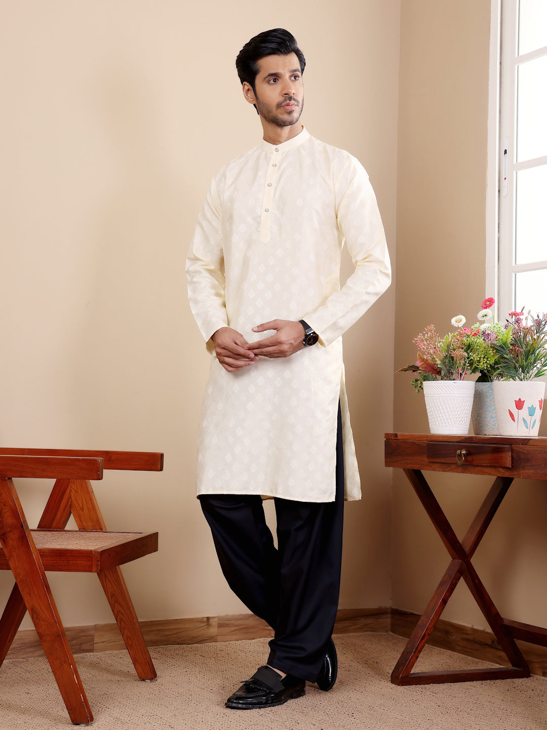 Designer Kurta for Festive Wear | Viscose with Wevon Jacquard Work