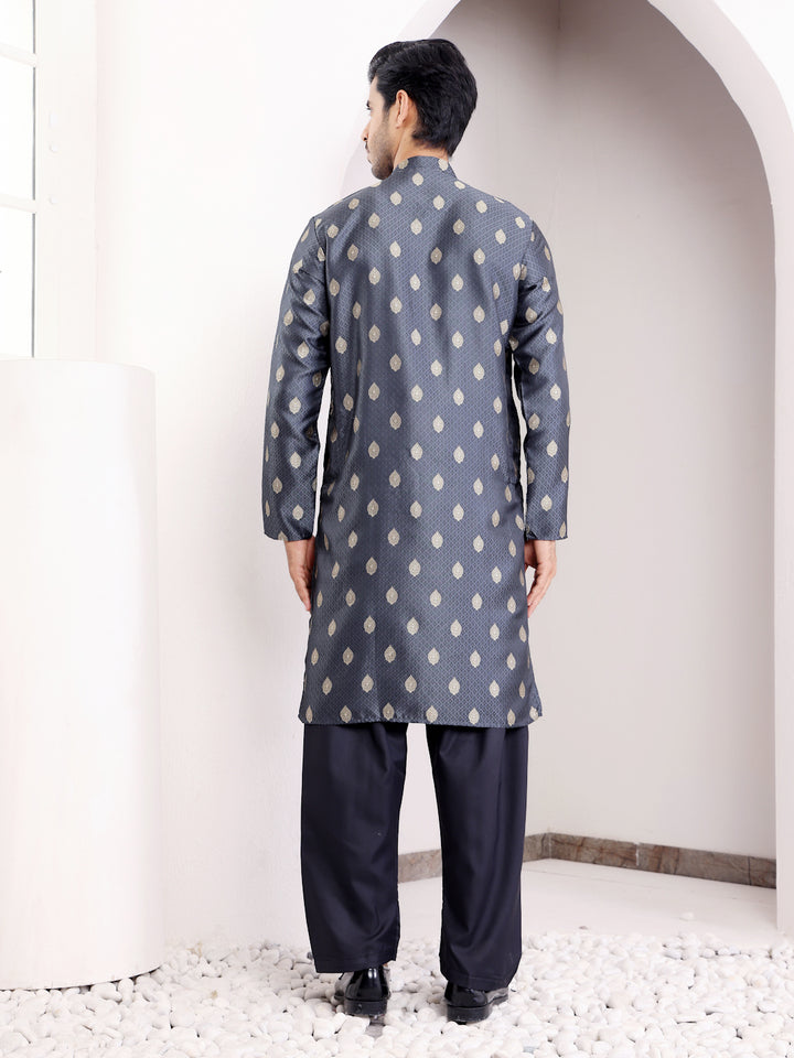 Stylish Navy Blue Kurta | Viscose with Wevon Jacquard Designer Embroidery